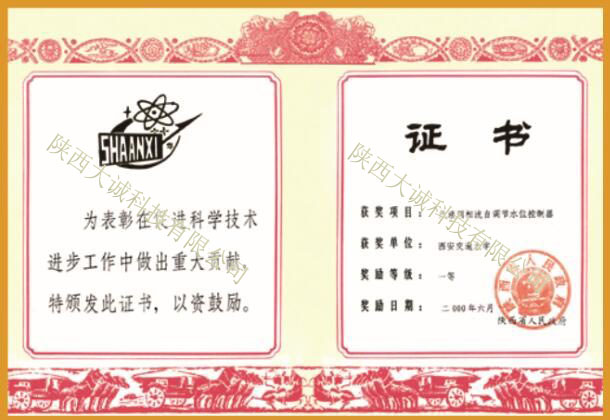 重大科技進(jìn)步獎(jiǎng)證書